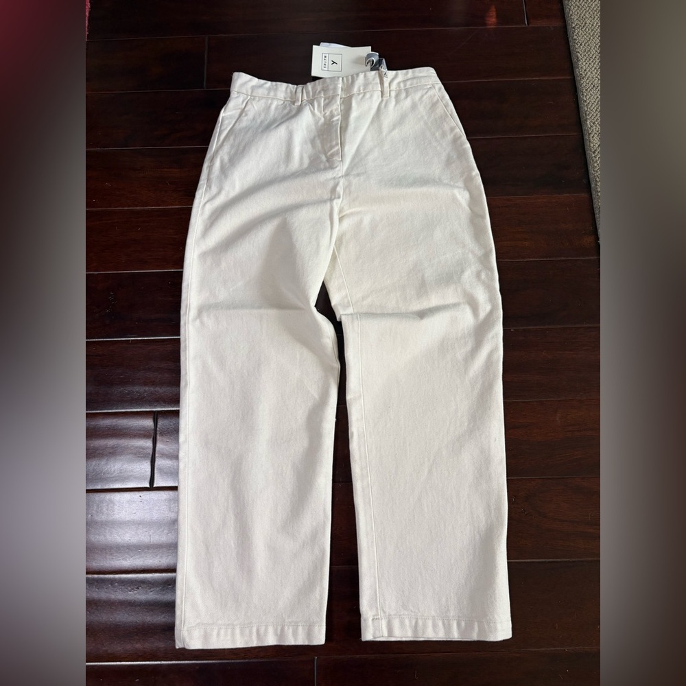 NWT Myths Italy Natural White Wide Leg Denym Trousers IT 46 / US 30-31